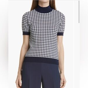 BOSS Faryna Houndstooth Check Short Sleeve Sweater